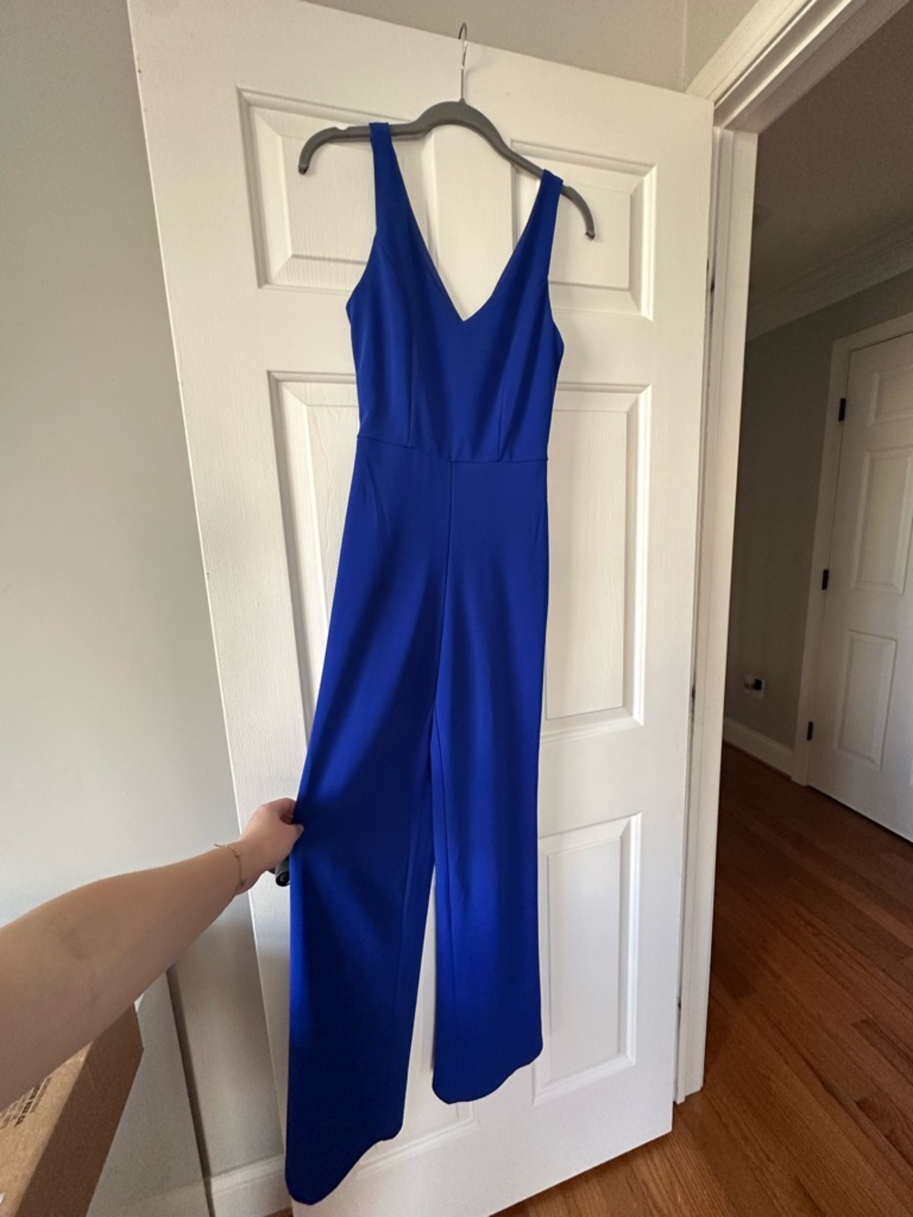 Sleeveless V-Neck Wide-Leg Jumpsuit in Cobalt Blue